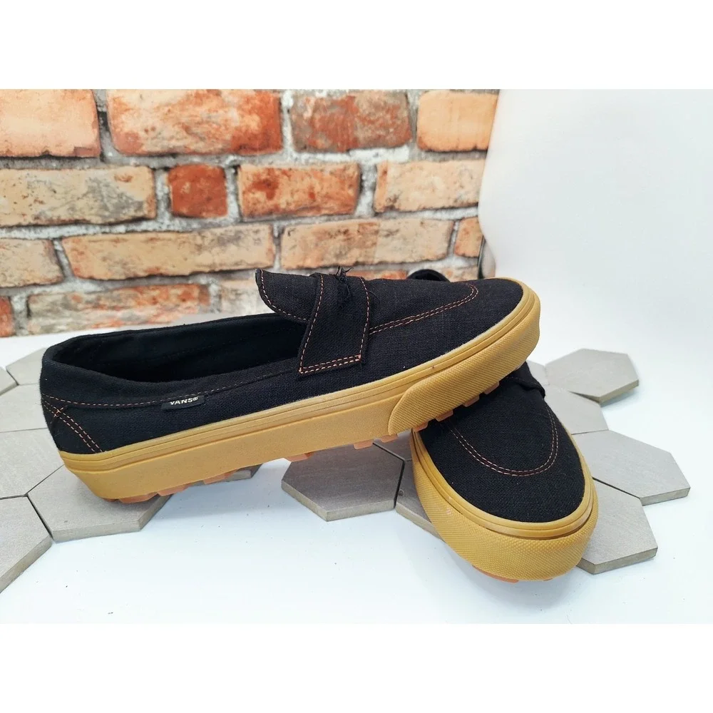 Vans Style 53 Heavy Canvas Black Gum Lug Sole Loafer Shoes Men's Size 11 Sneaker
